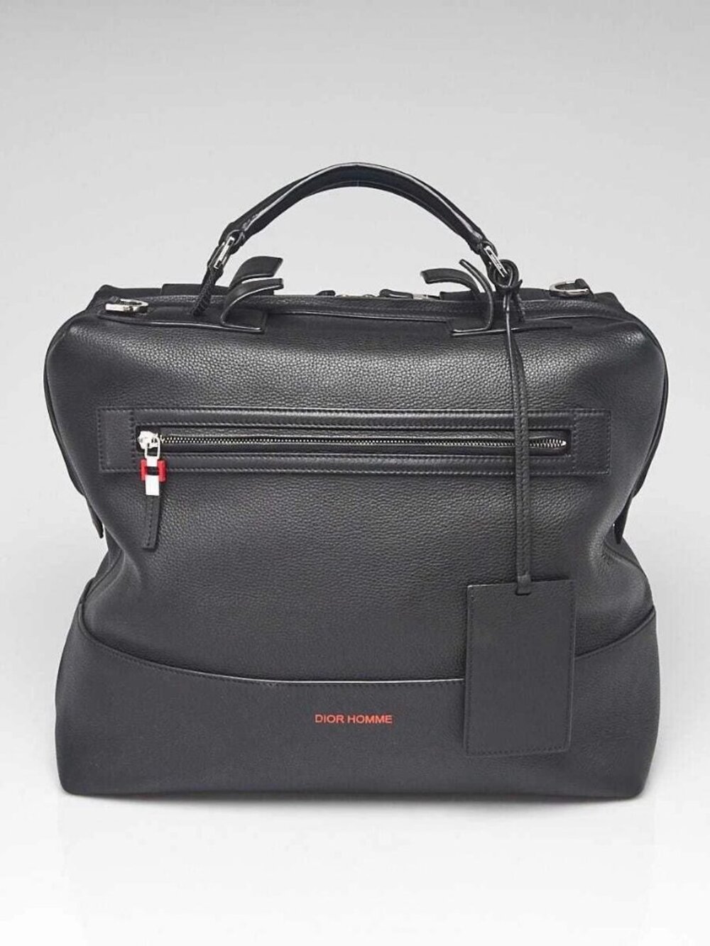 Christian Dior Black Grained Leather Dior Homme Duffle Bag w/o Strap